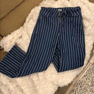 Stretch flare leg jeans with slit